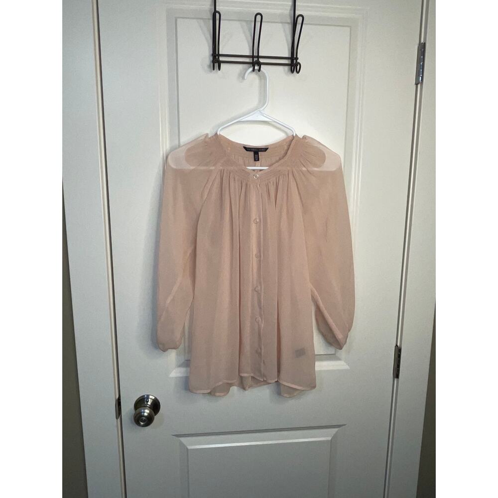 Victoria's Secret Pale Pink Sheer Button Up Blouse Size Small